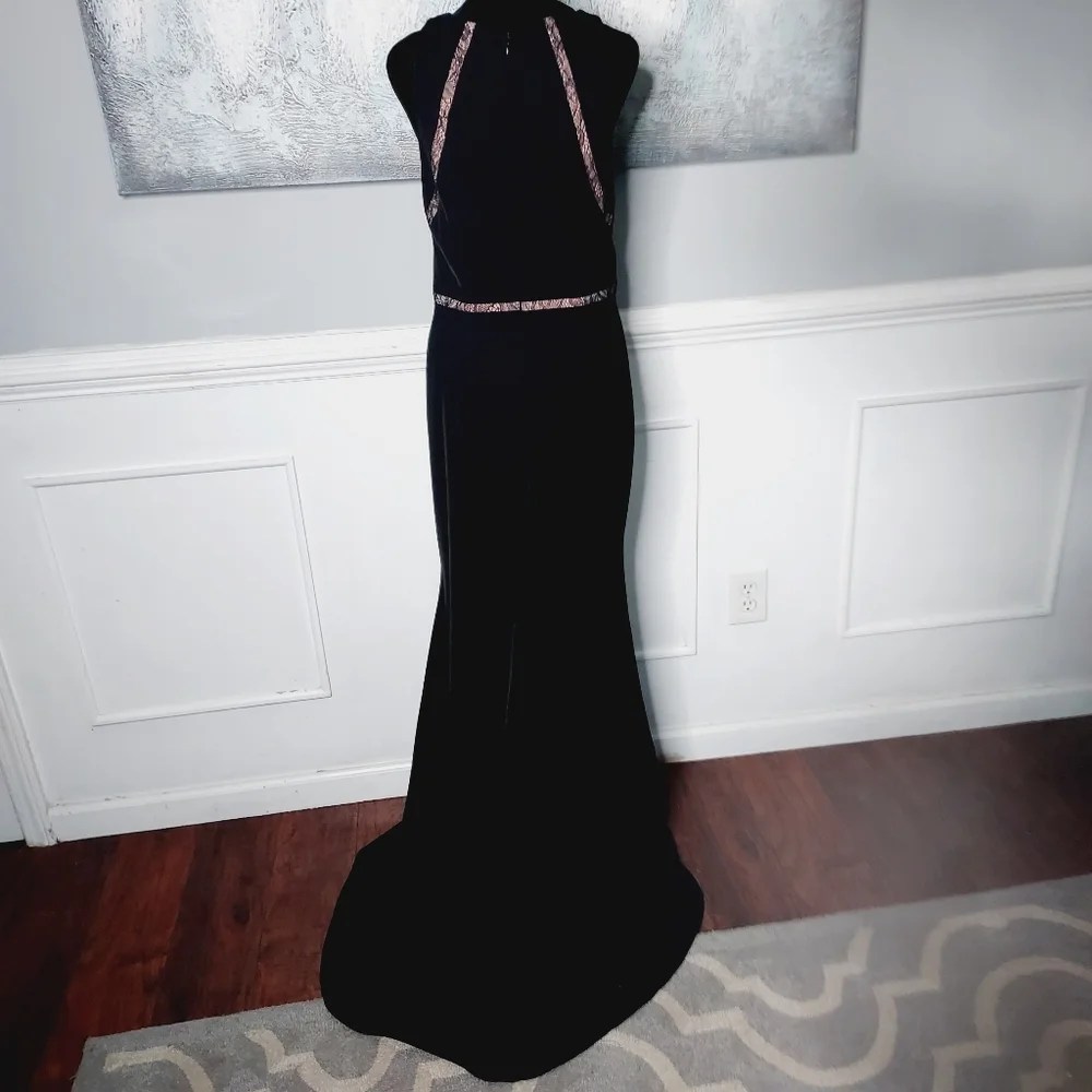 Adrianna Papell Lace Trim Asymmetric Stretch Formal Dress/Gown Sz-8 - Picture 8 of 9